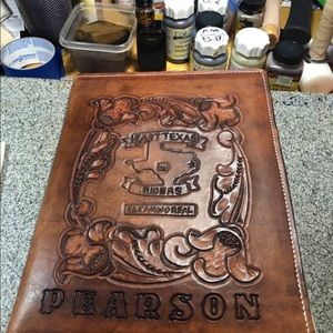 Mini and regular padfolio hand tooled